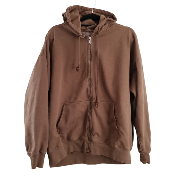 Brandy Melville Other - John Galt Zip up Hoodie Brown zipper L XL hooded sweatshirt 1984